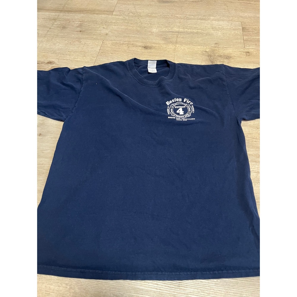 Boston Fire District 4 South End Chinatown‎ Back Bay Navy T-Shirt Mens XL BFD